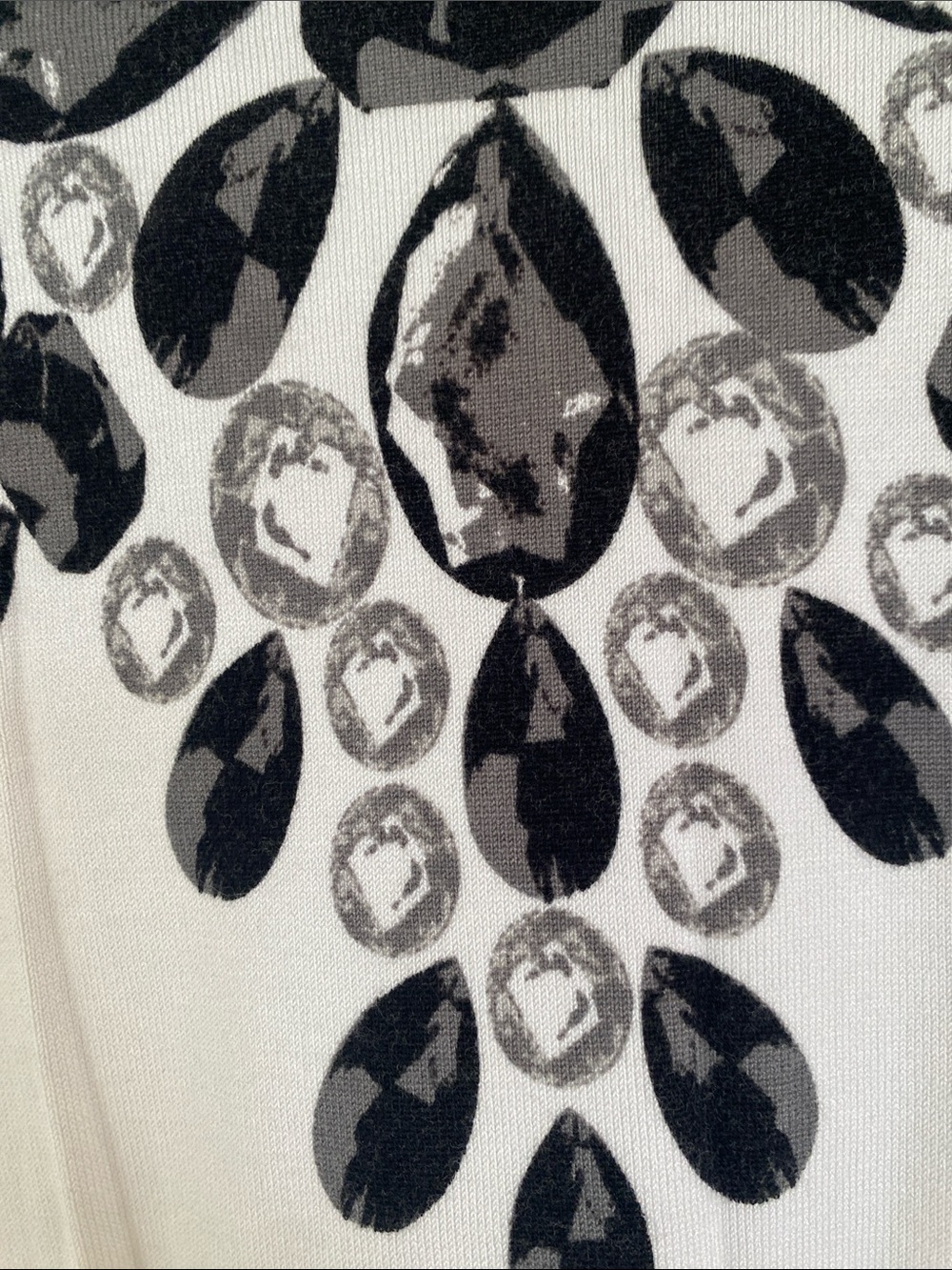 Joseph A White Cardigan with Black Gemstone Print and Rhinestone Buttons Size S - Picture 5 of 16